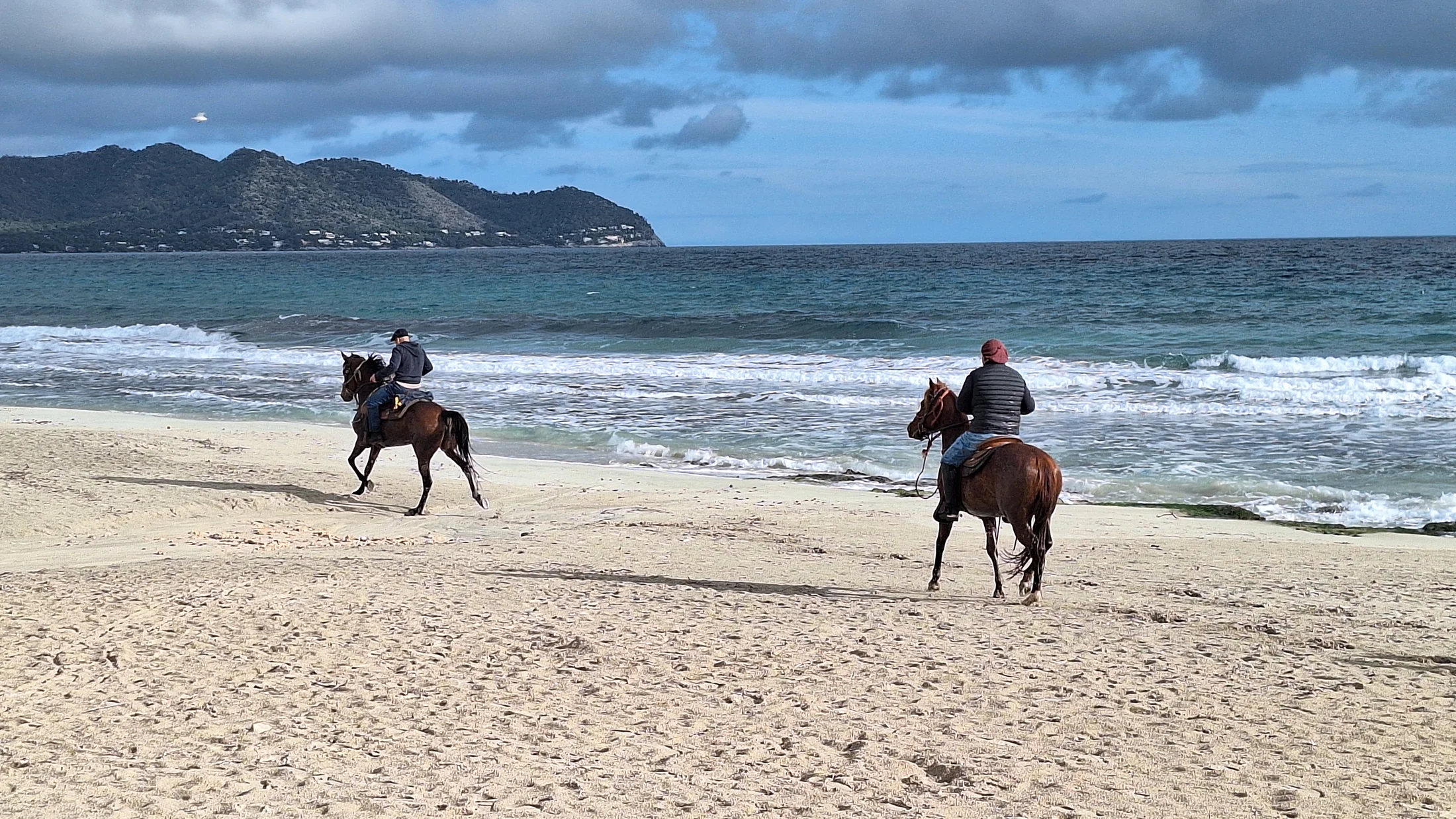 Ruta a caballo por una playa del litoral español